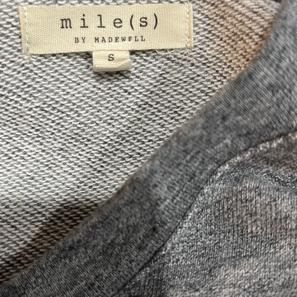 Madewell Embroidered Stripe Trim Cropped Sweat Shirt Grey SZ S - Picture 8 of 10